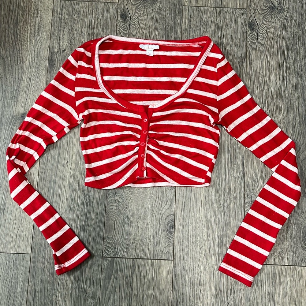 Red striped crop top